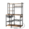 VEVOR Kitchen Bakers Rack, 5 ft Power Cable Bakers Rack with Power Outlet, Kitchen Stand with X-Shaped Support Bar, 10 S-Shaped Hooks, Coffee Bar Stand for Dishes, Spice Bottles, Built-In Power Strip