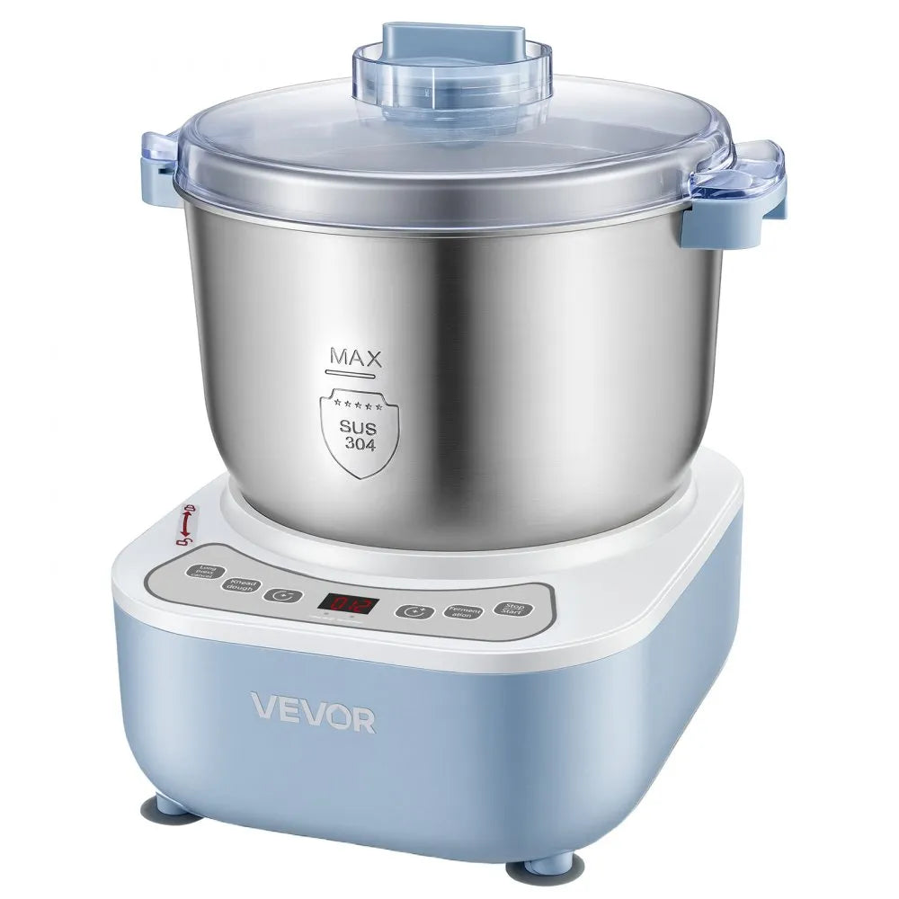 VEVOR Dough Mixer 6.9 Quart Electric Dough Maker with Ferment Function, for Pizza, Pasta, and Sourdough, 304 Stainless Steel Bowl, Timer, Face-up Control Panel, Household Dough Kneading Machine
