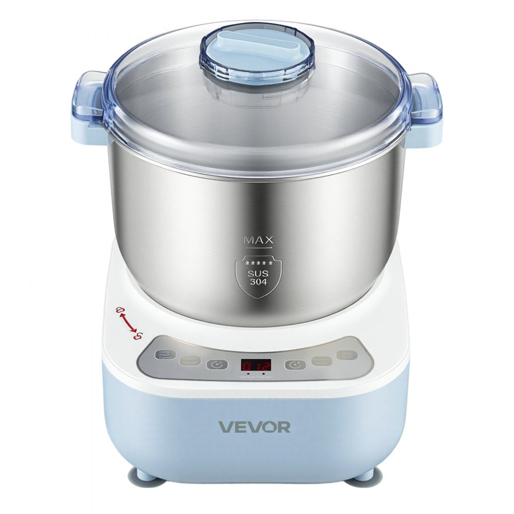 VEVOR Dough Mixer 6.9 Quart Electric Dough Maker with Ferment Function, for Pizza, Pasta, and Sourdough, 304 Stainless Steel Bowl, Timer, Face-up Control Panel, Household Dough Kneading Machine