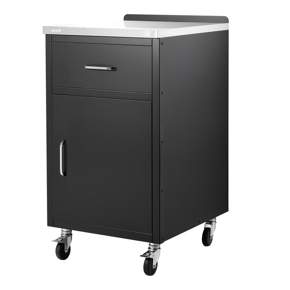 VEVOR Outdoor Prep Cabinet, 20"W x 37"H x 23"D, 304 Stainless Steel Worktop, for BBQ Island Storage, Patio Bars and Grill Station with Handle, Built-In BBQ Island Drawers Organize Cookware Accessories