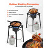 VEVOR Single Burner Outdoor Propane Gas Stove, 100,000 BTU Propane LPG Gas Camping Stove, Heavy Duty Carbon Steel Outdoor Cooker, with Tall Stand & PSI Regulator, for BBQ Camp Home Patio RV Cooking