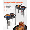 VEVOR 2 Burner Outdoor Propane Gas Stove, 150,000 BTU Propane LPG Gas Camping Stove, Heavy Duty Carbon Steel Outdoor Cooker, with Shield & Tall Stand & PSI Regulator, for BBQ Camp Home Patio Backyard