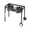 VEVOR 2 Burner Outdoor Propane Gas Stove, 150,000 BTU Propane LPG Gas Camping Stove, Heavy-duty Carbon Steel Outdoor Cooker, with 2 Wheels & 20 PSI Regulator & Hose, for BBQ Camp Home Patio Backyard