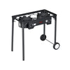 VEVOR 2 Burner Outdoor Propane Gas Stove, 150,000 BTU Propane LPG Gas Camping Stove, Heavy-duty Carbon Steel Outdoor Cooker, with 2 Wheels & 20 PSI Regulator & Hose, for BBQ Camp Home Patio Backyard
