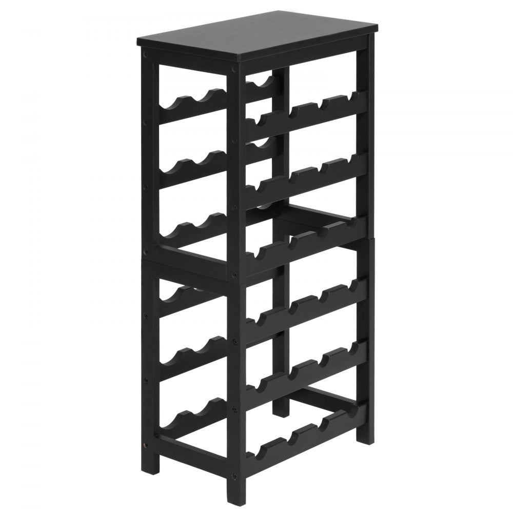 VEVOR 24 Bottle Detachable Wine Rack, 6-Tier Wine Bottle Holder, Freestanding Floor Display Wine Storage Shelves with Table Top, For Kitchen,Cellar,Bar,Dining Room,Living Room, Black