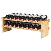 VEVOR 18 Bottle Stackable Modular Wine Rack, 2-Tier Solid Bamboo Wood Storage Racks, Floor Freestanding Wines Holder Display Shelf, Wobble-Free Shelves for Kitchen, Bar, and Cellar (Natural Color)
