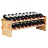 VEVOR 18 Bottle Stackable Modular Wine Rack, 2-Tier Solid Bamboo Wood Storage Racks, Floor Freestanding Wines Holder Display Shelf, Wobble-Free Shelves for Kitchen, Bar, and Cellar (Natural Color)
