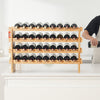 VEVOR 36 Bottle Stackable Modular Wine Rack, 4-Tier Solid Bamboo Wood Storage Racks, Floor Freestanding Wines Holder Display Shelf, Wobble-Free Shelves for Kitchen, Bar, and Cellar (Natural Color)