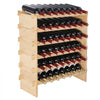 VEVOR 48 Bottle Stackable Modular Wine Rack, 6-Tier Solid Bamboo Wood Storage Racks, Floor Freestanding Wines Holder Display Shelf, Wobble-Free Shelves for Kitchen, Bar, and Cellar (Natural Color)
