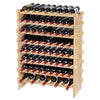 VEVOR 72 Bottle Stackable Modular Wine Rack, 8-Tier Solid Bamboo Wood Storage Racks, Floor Freestanding Wines Holder Display Shelf, Wobble-Free Shelves for Kitchen, Bar, and Cellar (Natural Color)