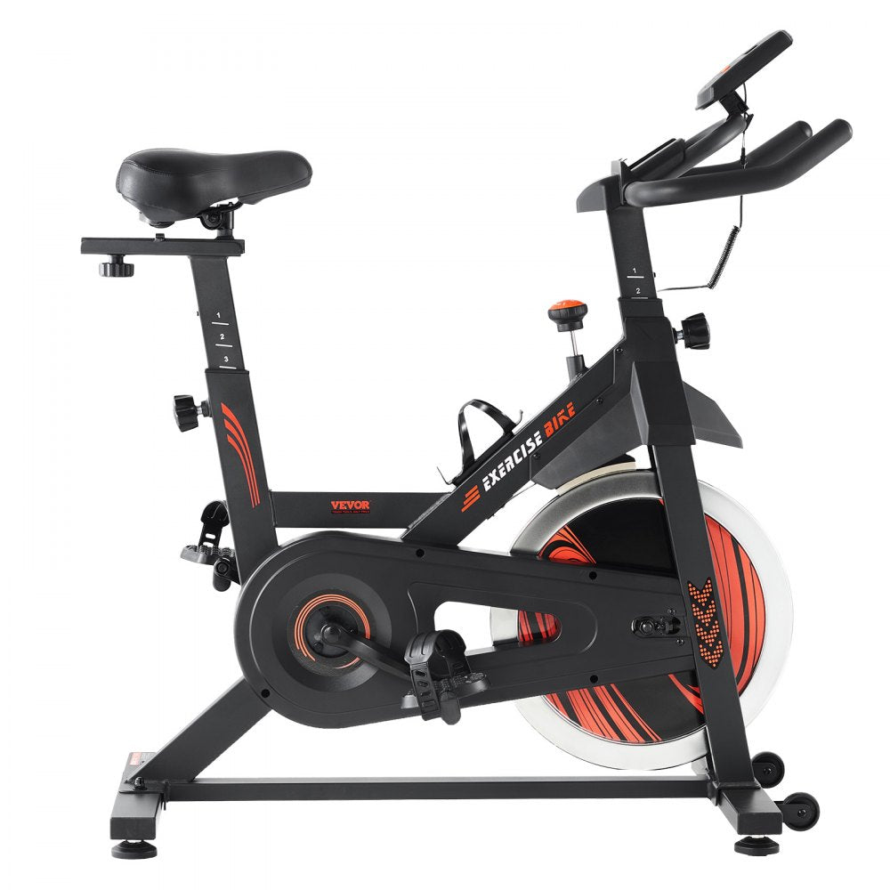 VEVOR Exercise Bike, Adjustable Stationary Bike, Indoor Cycling Bike for Home Cardio, Workout Bike with Silent Belt Drive, Comfortable Seat Cushion, LCD Monitor, and Heavy Flywheel