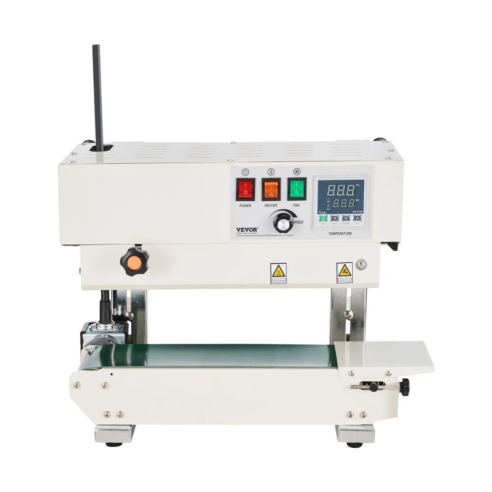 VEVOR Continuous Bag Band Sealing Machine, 0.24-0.47 in/6-12 mm Seal Width, Vertical Band Sealer Machine with Digital Temperature Control, Carbon Steel Bag Sealer for 0.02-0.8 mm Plastic Bags Films