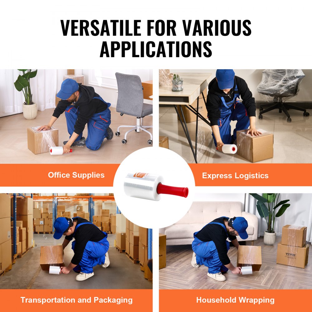 VEVOR Stretch Film, 5 inches x 1000 feet, 2 Pack, 80 Gauge Industrial Strength Clear Durable Stretch Wrap Roll, Heavy Duty Shrink Film Stretch Wrap with Handles for Pallet Wrapping Shipping Moving