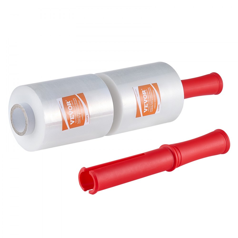VEVOR Stretch Film, 5 inches x 1000 feet, 2 Pack, 80 Gauge Industrial Strength Clear Durable Stretch Wrap Roll, Heavy Duty Shrink Film Stretch Wrap with Handles for Pallet Wrapping Shipping Moving