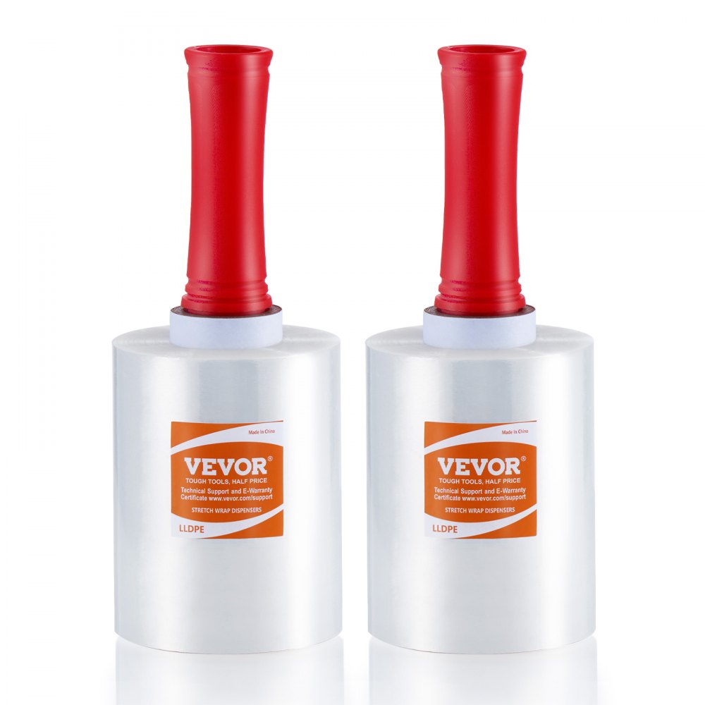VEVOR Stretch Film, 5 inches x 1000 feet, 2 Pack, 80 Gauge Industrial Strength Clear Durable Stretch Wrap Roll, Heavy Duty Shrink Film Stretch Wrap with Handles for Pallet Wrapping Shipping Moving