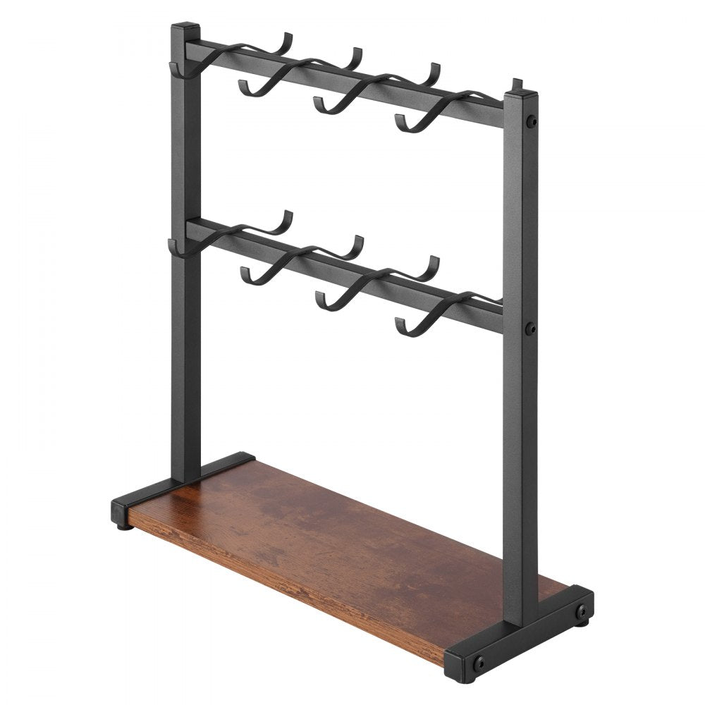 VEVOR Coffee Mug Holder for Countertop, 16 Hooks Coffee Cup Holder with Storage Base, 2 Tier Mugs Tree Rack Carbon Steel & Wood Mug Display Stand, for Coffee Bar Home Storage and Display (Matte Black)