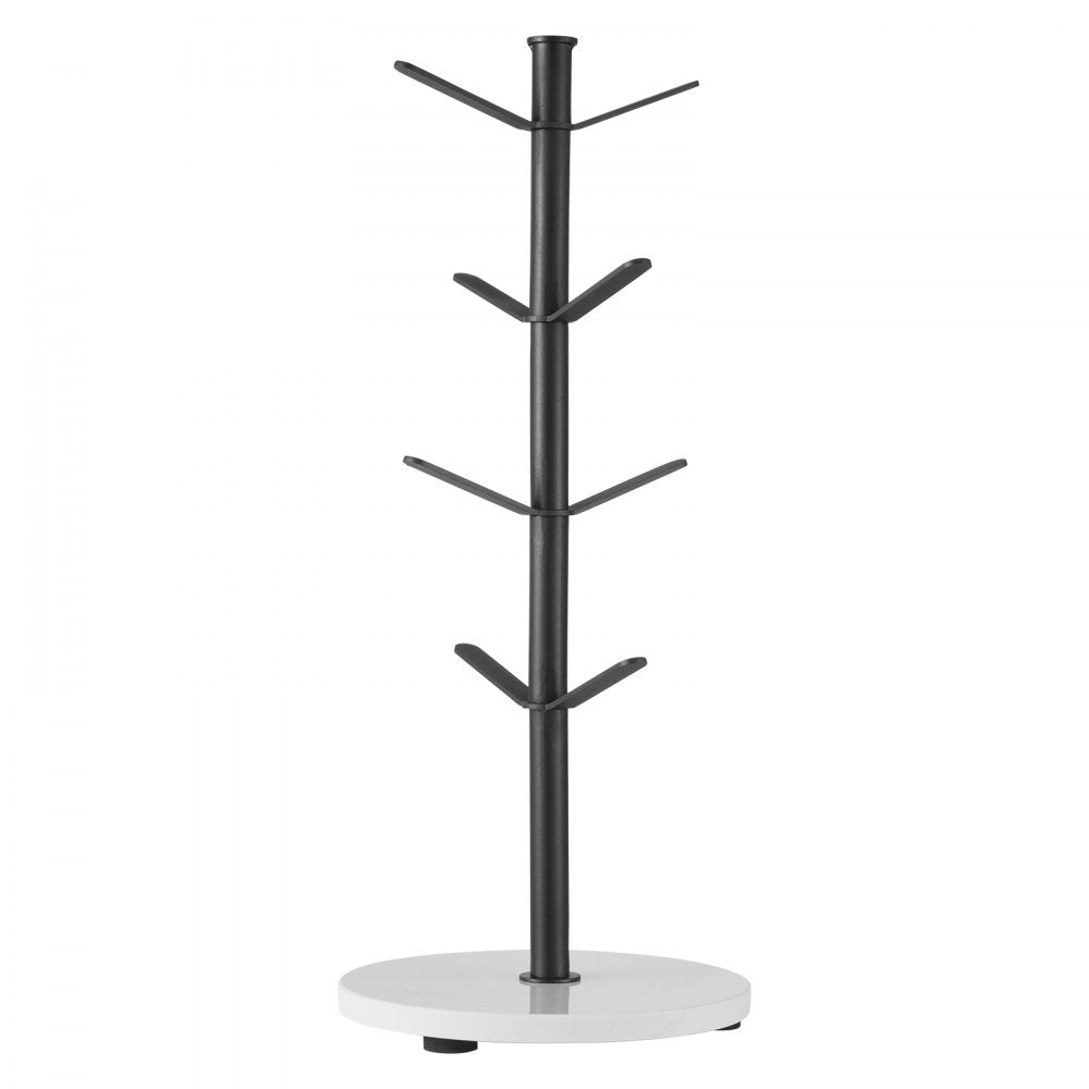 VEVOR Mug Holder Tree with Marble Base, 8 Hooks Coffee Cup Holder for Counter, Carbon Steel Mug Tree Cup Rack Stand, Upgraded Coffee Cup Tree for Coffee Bar Kitchen Home Organizer (Matte Black)