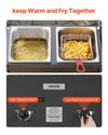 VEVOR Outdoor Propane Deep Fryer, Dual-Tank 8QTx2 Commercial Fryer, Stainless Steel Cooker with Foldable Platform, Dual Basket, and Heat Adjustment, Floor Standing Fryers for Restaurant Home Snack Bar