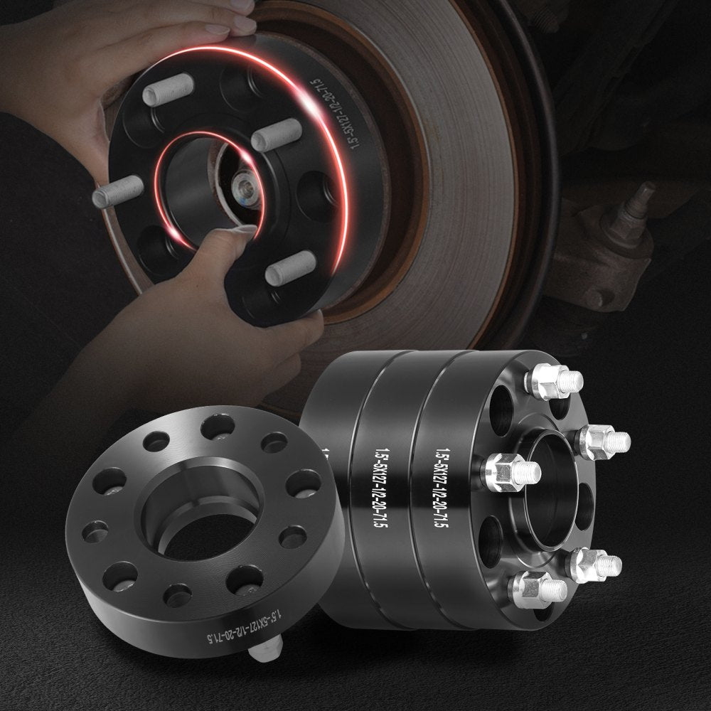 VEVOR Wheel Spacers, 1.5" 5"x5.5" Wheel Adapters, 5 Lug Forged Spacer, 71.5 mm Bore Hubcentric M1/2-20 Studs Spacers, Fit for Jeep Journey, WRANGLER JK JKU, Commander XK, Marquis, 4 PCS Black