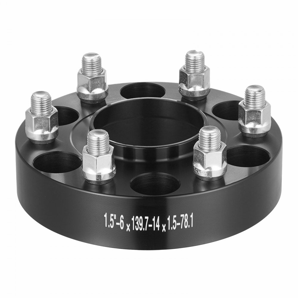 VEVOR Wheel Spacers, 1.5" 6"x5" Wheel Adapters, 6 Lug Forged Spacer, 78.1 mm Bore Hubcentric M14 x1.5 Studs Spacers, Fit for 1995-2023 Chevrolet, GMC, and Cadillac, 4 PCS Black