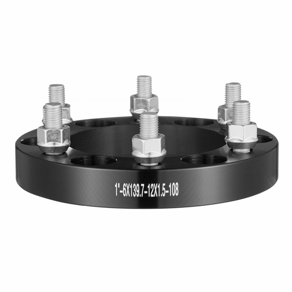 VEVOR Wheel Spacers, 1" 6"x5.5" Wheel Adapters, 6 Lug Forged Spacer, 108 mm Bore Hubcentric M12 x1.5 Studs Spacers, Fit for 1979-2022 Toyota, Hummer, Lexus, Chevrolet, Honda, 4 PCS Black