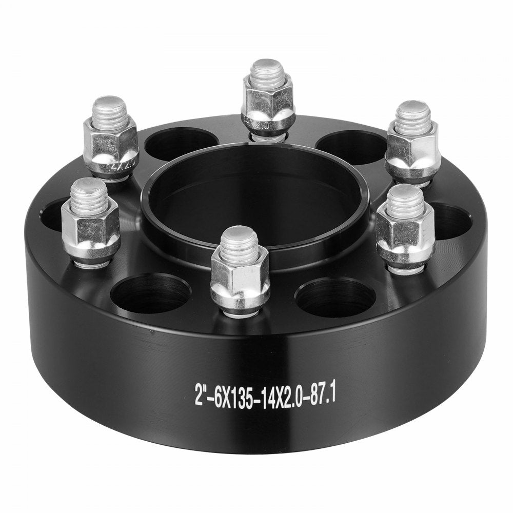 VEVOR Wheel Spacers, 2" 6"x5.3" Wheel Adapters, 6 Lug Forged Spacer, 87.1 mm Bore Hubcentric M14 x2 Studs Spacers, Fit for Ford  Expedition, F150, Lincoln Navigator, 4 PCS Black