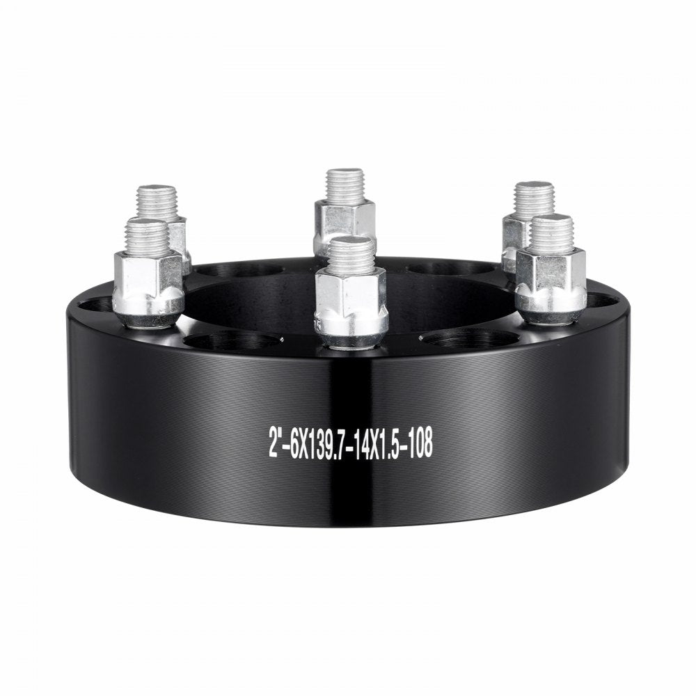 VEVOR Wheel Spacers, 2" 6"x5.5" Wheel Adapters, 6 Lug Forged Spacer, 108 mm Bore Hubcentric M14 x1.5 Studs Spacers, Fit for 1988-2023 Chevrolet, GMC, and Cadillac, 4 PCS Black