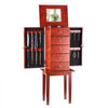 VEVOR Jewelry Cabinet Armoire, Standing Wood Jewelry Storage Chest with 4 Spacious Drawers, Flip Top Mirror, 4 Top Storage Compartments, Zinc Alloy Handles, 2 Side Doors with 16 Necklace Hooks
