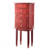VEVOR Jewelry Cabinet Armoire, Standing Wood Jewelry Storage Chest with 4 Spacious Drawers, Flip Top Mirror, 4 Top Storage Compartments, Zinc Alloy Handles, 2 Side Doors with 16 Necklace Hooks