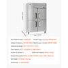 VEVOR Commercial Refrigerator, 31.89 in Width Reach In Upright Refrigeration Four Door, 31.4 Cu.ft Auto-Defrost Stainless Steel Refrigerator with 6 Adjustable Shelves, 32 to 50℉ Temp Range, 4 Wheels