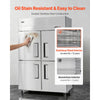 VEVOR Commercial Freezer, 31.89 in Width Reach In Upright-Freezer Four Door, 31.4 Cu.ft Auto-Defrost Stainless Steel Freezer with 6 Adjustable Shelves, -11 to 14℉ Temp Control, LED Light, 4 Wheels