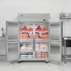 VEVOR Commercial Freezer, 31.89 in Width Reach In Upright-Freezer Four Door, 31.4 Cu.ft Auto-Defrost Stainless Steel Freezer with 6 Adjustable Shelves, -11 to 14℉ Temp Control, LED Light, 4 Wheels