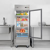 VEVOR Commercial Refrigerator, 29.02 in Width Reach In Upright Refrigeration Single Glass Door, 21.5 Cu.ft Auto-Defrost Stainless Steel Refrigerator with 4 Adjustable Shelves, 32 to 50℉ Temp Range