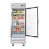 VEVOR Commercial Refrigerator, 29.02 in Width Reach In Upright Refrigeration Single Glass Door, 21.5 Cu.ft Auto-Defrost Stainless Steel Refrigerator with 4 Adjustable Shelves, 32 to 50℉ Temp Range