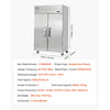 VEVOR Commercial Freezer, 31.89 in Width Reach In Upright-Freezer Double Door, 32.1 Cu.ft Auto-Defrost Stainless Steel Freezer with 8 Adjustable Shelves, -11 to 14℉ Temp Control, LED Light, 4 Wheels