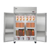 VEVOR Commercial Freezer, 31.89 in Width Reach In Upright-Freezer Double Door, 32.1 Cu.ft Auto-Defrost Stainless Steel Freezer with 8 Adjustable Shelves, -11 to 14℉ Temp Control, LED Light, 4 Wheels