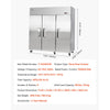 VEVOR Commercial Freezer, 71.65 in Width Reach In Upright-Freezer Three Door, 50.2 Cu.ft Auto-Defrost Stainless Steel Freezer with 12 Adjustable Shelves, -11 to 14℉ Temp Control, LED Light, 4 Wheels