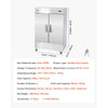 VEVOR Commercial Freezer, 32.2 in Width Reach In Upright-Freezer Double Door, 43.2 Cu.ft Auto-Defrost Stainless Steel Freezer with 8 Adjustable Shelves, -11 to 14℉ Temp Control, LED Light, 4 Wheels