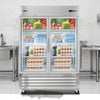 VEVOR Commercial Refrigerator, 32.2 in Width Reach In Upright Refrigeration Double Glass Door, 43.2 Cu.ft Auto-Defrost Stainless Steel Refrigerator with 8 Adjustable Shelves, 32 to 50℉ Temp Range