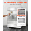 VEVOR Commercial Refrigerator, 32.2 in Width Reach In Upright Refrigeration Double Door, 43.2 Cu.ft Auto-Defrost Stainless Steel Refrigerator with 8 Adjustable Shelves, 32 to 50℉ Temp Range, 4 Wheels
