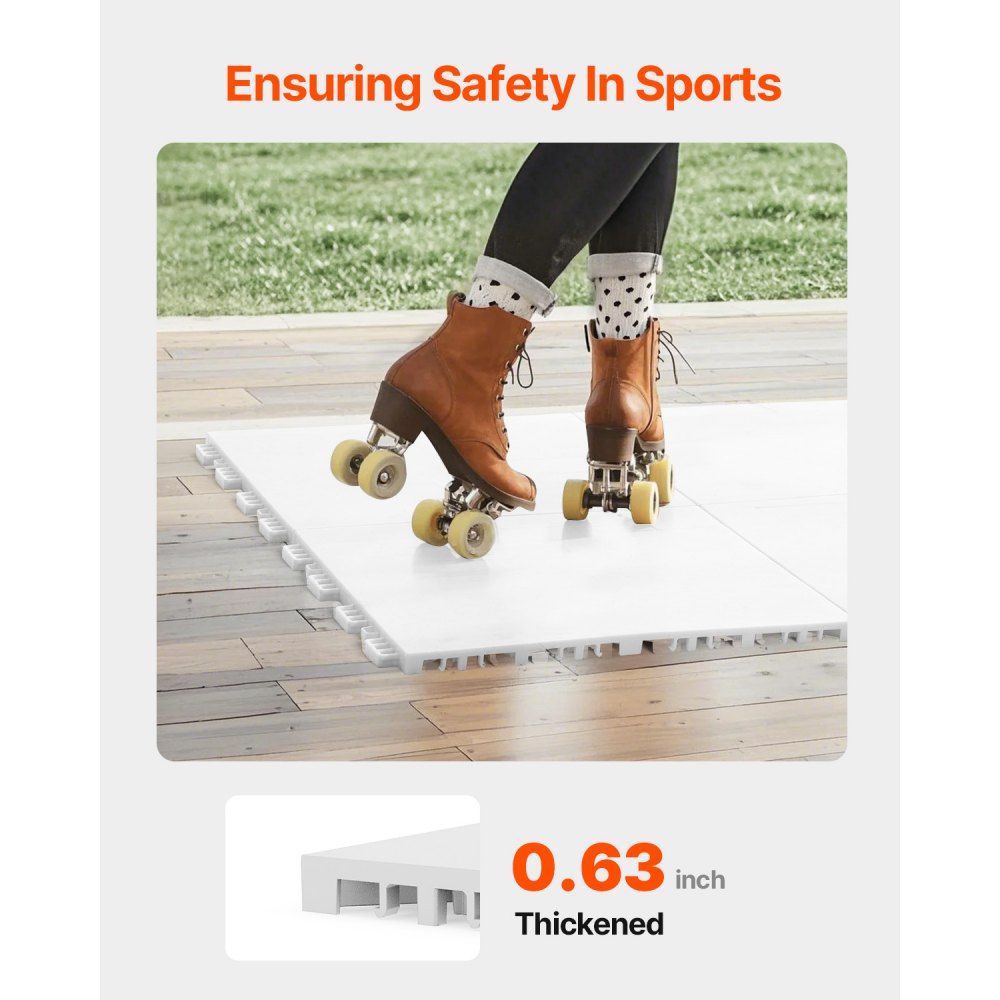 VEVOR Dryland Tiles for Hockey Floor Mat, 12 x 12 in 8 Pcs Interlocking Versatile Training Surface, Dance Floor Tiles, Hockey Training Equipment Board for Shooting (Ash Gray, 8 sq. ft/Box)