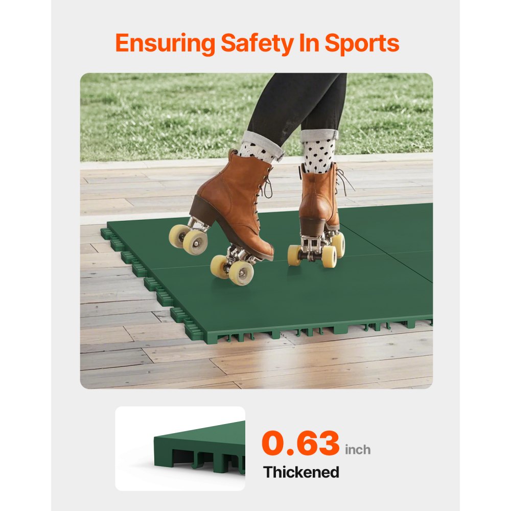 VEVOR Dryland Tiles for Hockey Floor Mat, 12 x 12 in 8 Pcs Interlocking Versatile Training Surface, Dance Floor Tiles, Hockey Training Equipment Board for Shooting (Green, 8 sq. ft/Box)