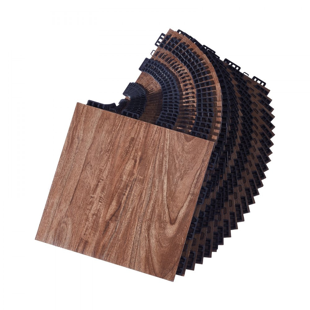 VEVOR Dance Floor Tiles, 12.4 x 12.4 in 25 Piece Interlocking Dance Flooring, Portable Dance Practice Floor with Cushioned Base  (Oak Wood Grain, 25 sq. ft/Box )