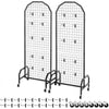 VEVOR 2 Packs Grid Wall Panels, 1.9 x 5.4 ft Wire Grid Panels Display Rack, Movable Art Display Shelf with Wheels and 20 Hooks, Black Carbon Steel Gridwall for Craft Show, Decor, Storage, Notice Board