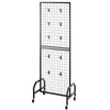 VEVOR Grid Wall Panel, 1.9 x 5.4 ft Wire Grid Panels Display Rack, Movable Art Display Shelf with Wheels and 10 Hooks, Black Carbon Steel Gridwall for Craft Show, Decoration, Storage, Notice Board