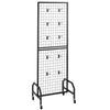 VEVOR Grid Wall Panel, 1.9 x 5.4 ft Wire Grid Panels Display Rack, Movable Art Display Shelf with Wheels and 10 Hooks, Black Carbon Steel Gridwall for Craft Show, Decoration, Storage, Notice Board