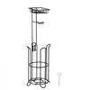 VEVOR Free Standing Toilet Paper Holder with Shelf, 3-in-1 Premium Metal Material, Store Up to 4 Mega Rolls, Elevated Base Design, Tissue Roll Storage Rack for Bathroom, Washroom, Matte Black