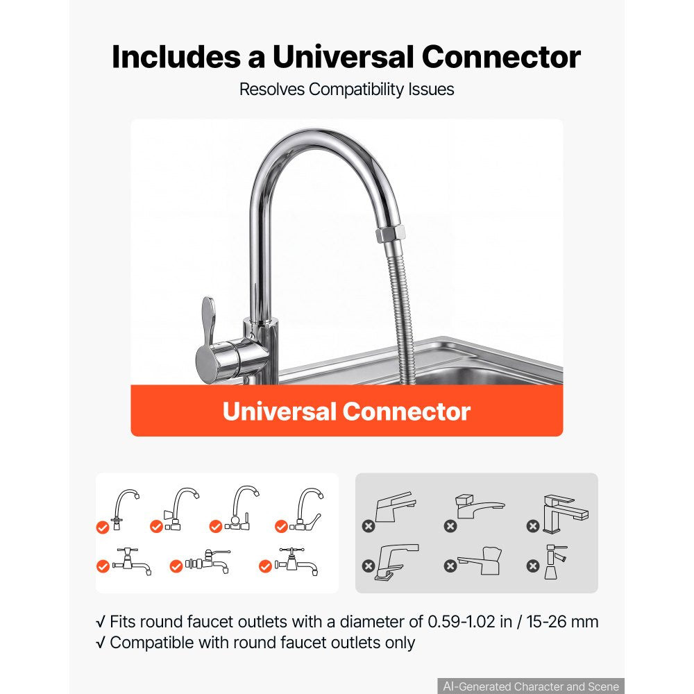 VEVOR Portable Shampoo Bowl 270° Rotating Salon Sink Wash Basin with Bucket, for Home & Salon Use, Height and Angle Adjustable, Hair Washing Station with Drain Hose, Showerhead & Storage Tray, Black