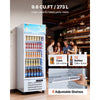 VEVOR Commercial Merchandiser Refrigerator, 9.6 Cu.Ft / 273 L Glass Door Display Refrigerator, Upright Beverage Cooler with Customizable Lightbox, 4 Adjustable Shelves & Soft LED Light for Homes Shops