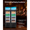 VEVOR Commercial Merchandiser Refrigerator, 6.1 Cu.Ft / 173 L Glass Door Display Refrigerator, Upright Beverage Cooler with Customizable Lightbox, 3 Adjustable Shelves & Soft LED Light for Homes Shops